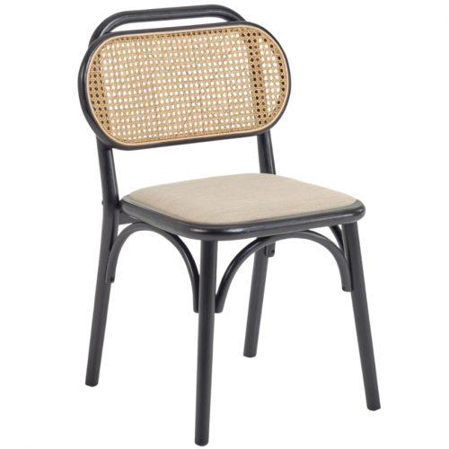 Černá dubová jídelní židle LaForma Doriane s ratanovým opěradlem LaForma