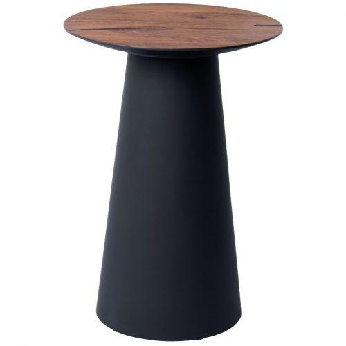 Hnědý dubový odkládací stolek Marco Barotti 45 cm s matnou černou podnoží Marco Barotti
