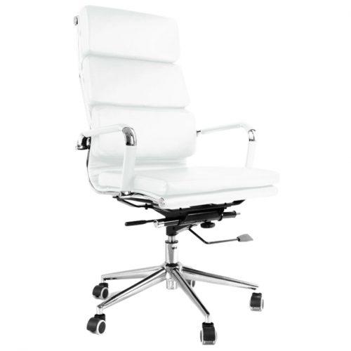Bílé koženkové kancelářské křeslo Eco Soft line