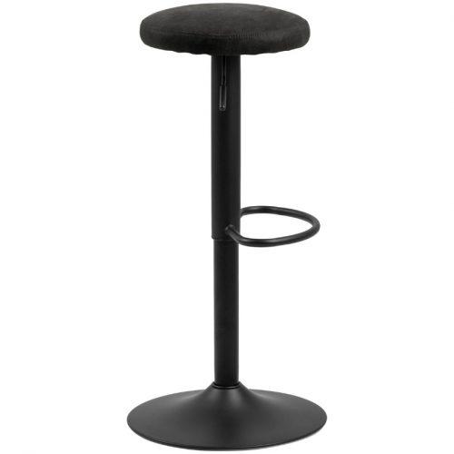 SCANDI Černá látková barová židle Filch 62 - 82 cm SCANDI