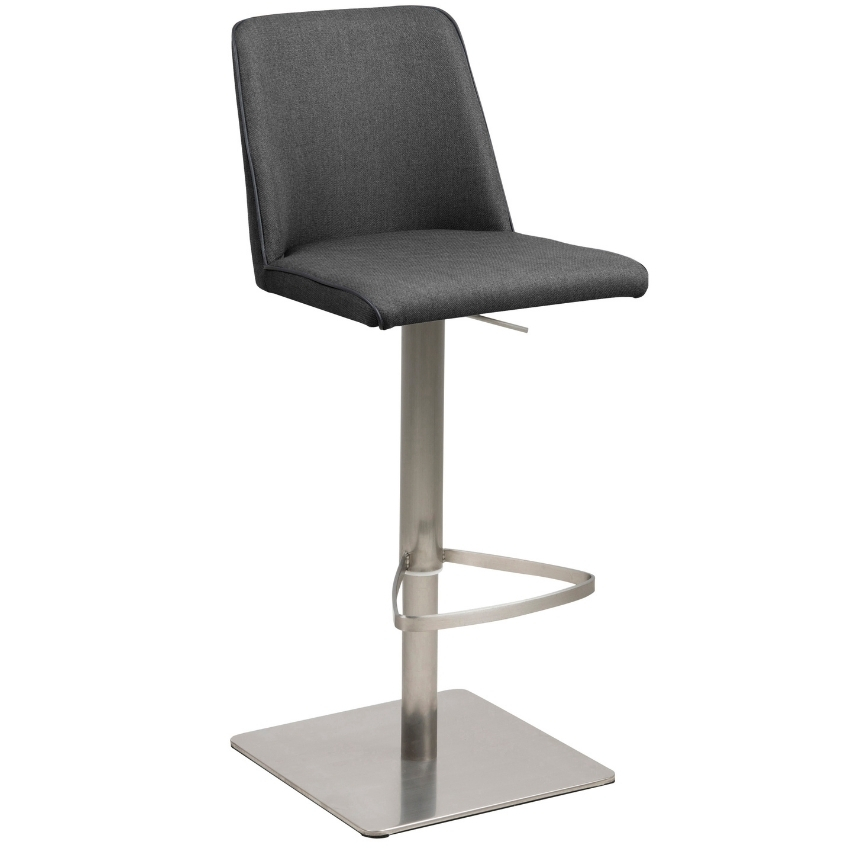 SCANDI Tmavě šedá látková barová židle Avanda 52-78