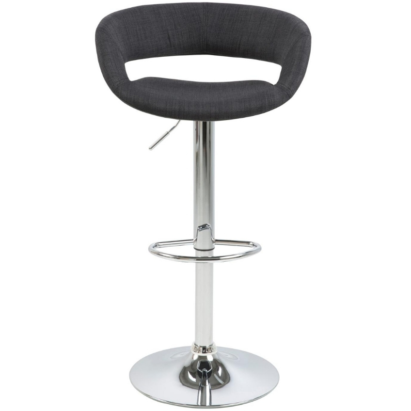 SCANDI Antracitově šedá látková barová židle Garry 59-80 cm SCANDI