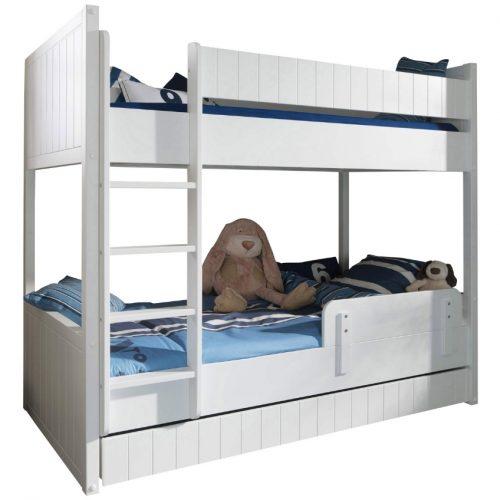 Bílá dřevěná dětská patrová postel Vipack Robin 90 x 200 cm Vipack