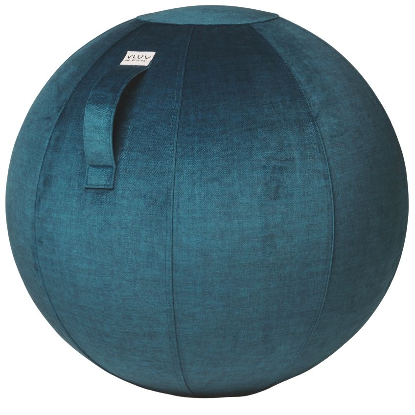 Modrý sametový sedací / gymnastický míč  VLUV BOL WARM Ø 75 cm VLUV