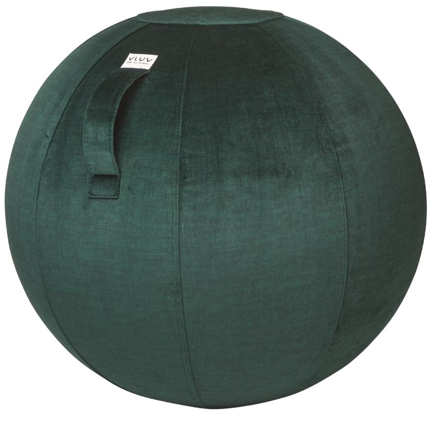 Zelený sametový sedací / gymnastický míč  VLUV BOL WARM Ø 75 cm VLUV