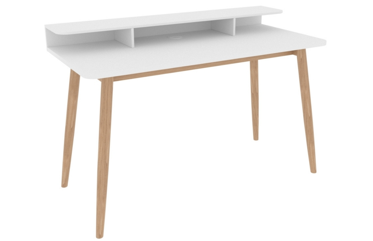 Bílý pracovní stůl Woodman Farsta s dubovou podnoží 120 x 55 cm Woodman