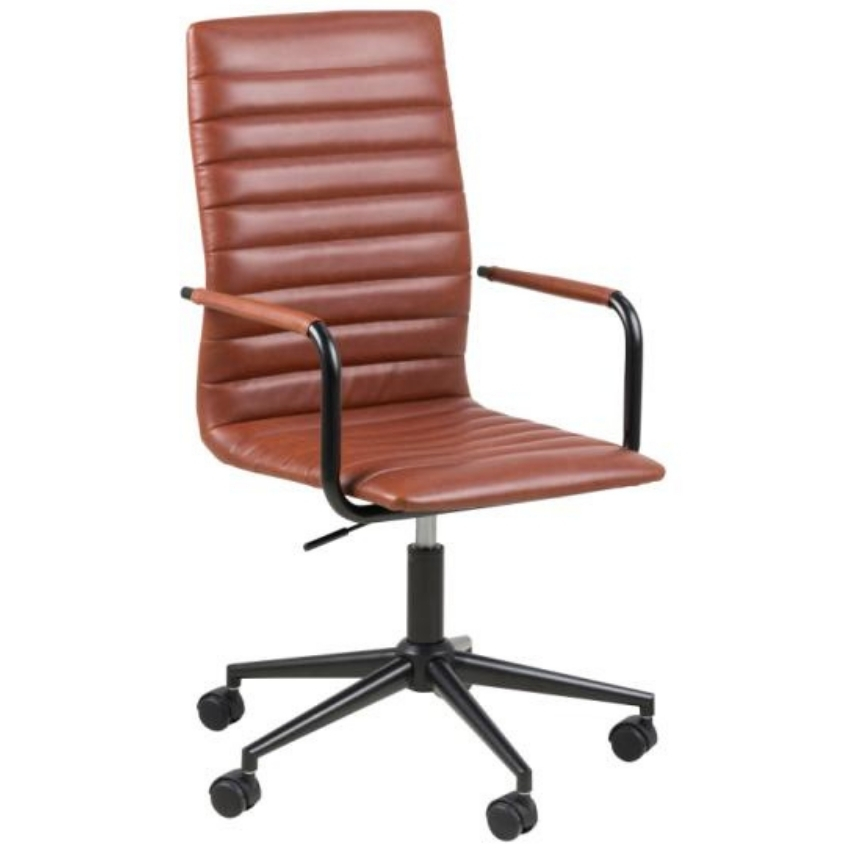 SCANDI Hnědá koženková kancelářská židle Aqua SCANDI