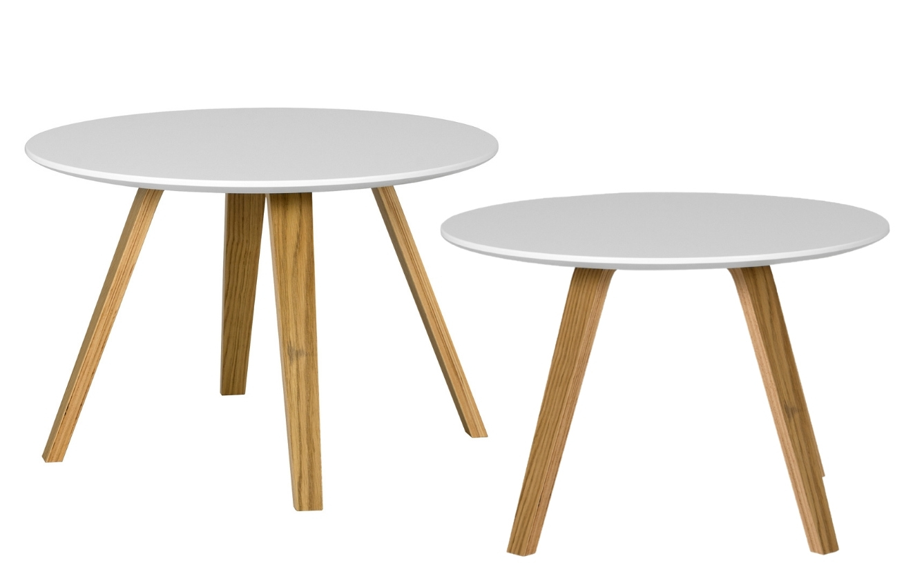Set dvou bílých dřevěných konferenční stolků Tenzo Lola 60/60 cm Tenzo