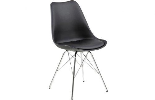 SCANDI Černá plastová jídelní židle Erisa s chromovou podnoží SCANDI
