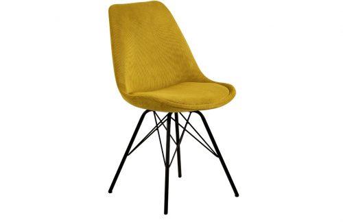 SCANDI Žlutá manšestrová jídelní židle Erisa SCANDI