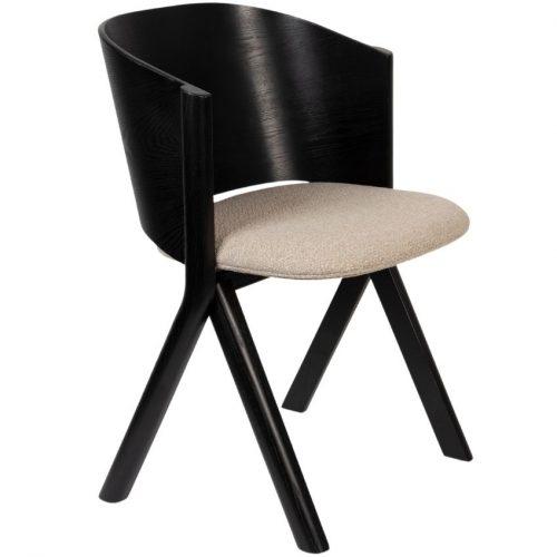 Černá jasanová jídelní židle Banne Twigs s šedým sedákem Banne