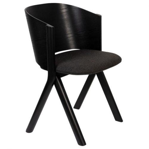 Černá jasanová jídelní židle Banne Twigs s antracitovým sedákem Banne