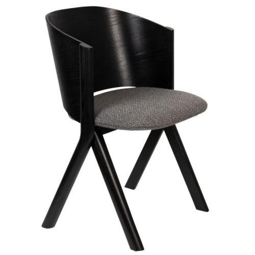 Černá jasanová jídelní židle Banne Twigs s tmavě šedým sedákem Banne