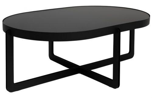 Černý lakovaný konferenční stolek Banne Centre 102 x 68 cm s kovovou podnoží Banne