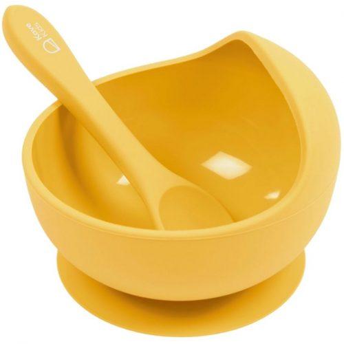 Hořčicově žlutá silikonová dětská miska se lžičkou LaForma Epiphany LaForma