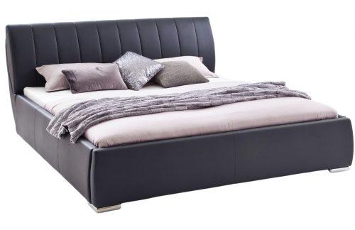 Černá koženková dvoulůžková postel Meise Möbel Bern 180 x 200 cm s úložným prostorem Meise Möbel