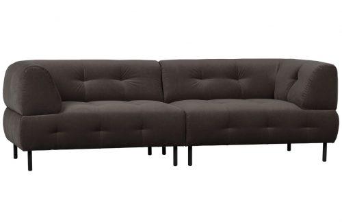 Hoorns Tmavě hnědá sametová trojmístná pohovka Doyle 245 cm Hoorns