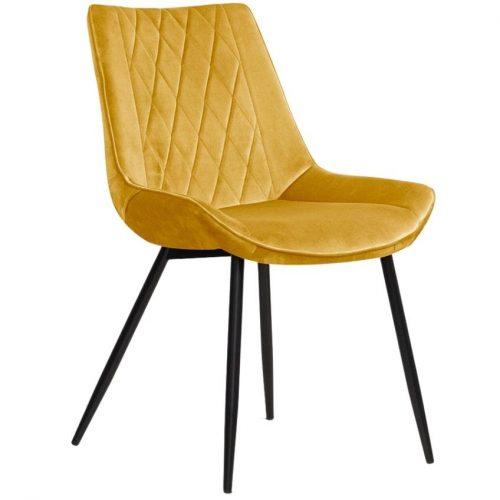 Concept design Medově žlutá sametová jídelní židle Calista Concept design