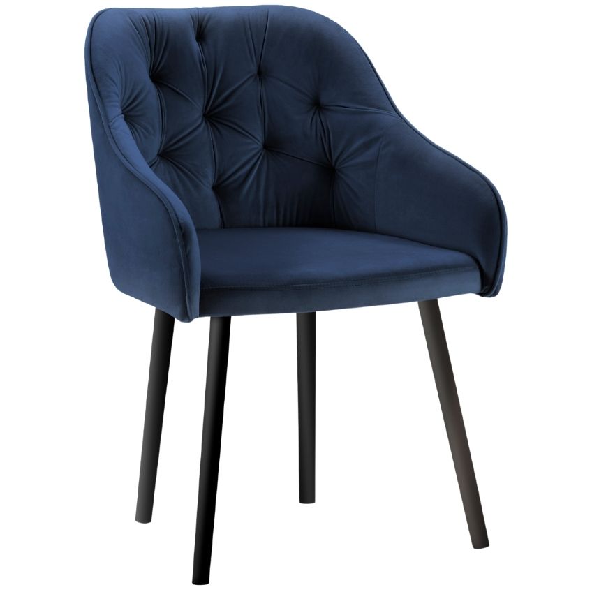 Tmavě modrá sametová jídelní židle MICADONI NISSI MICADONI