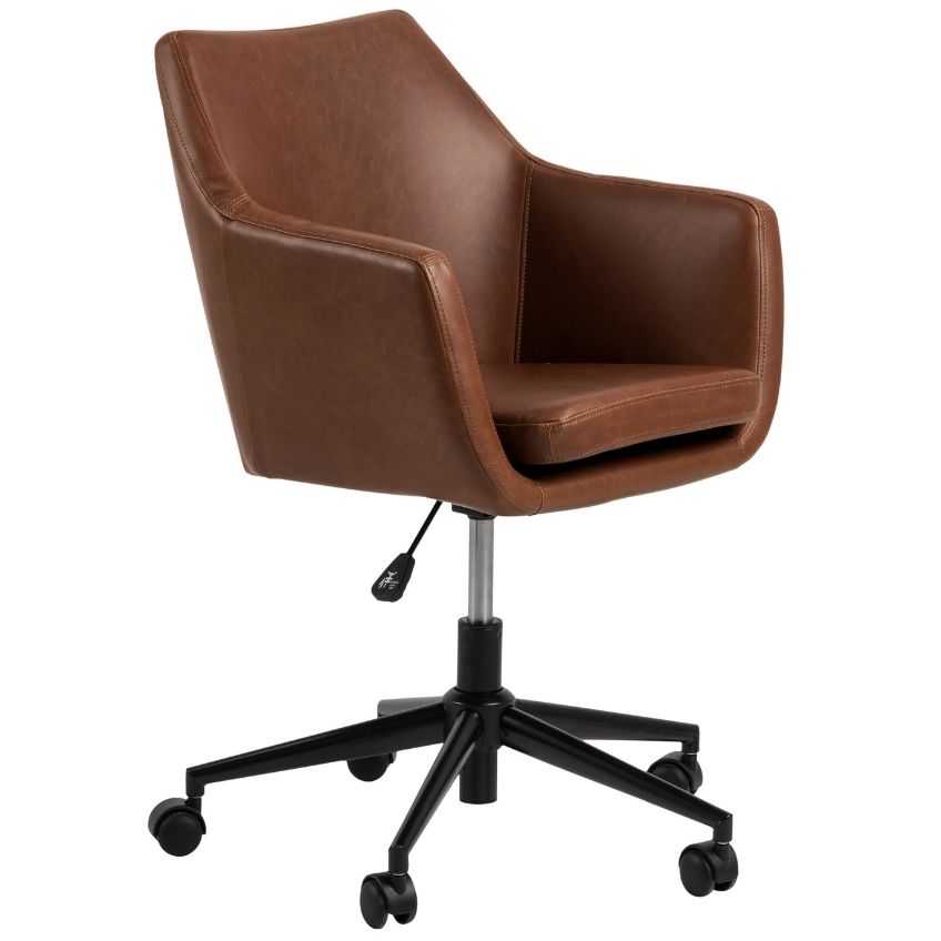 SCANDI Koňakově hnědá koženková konferenční židle Marte SCANDI