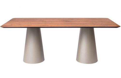 Hnědý dubový jídelní stůl Marco Barotti 180 x 90 cm s matnou stříbrnou podnoží Marco Barotti