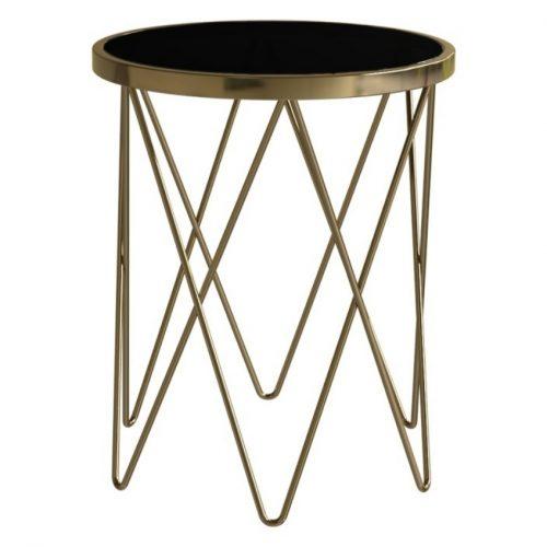 Černo zlatý skleněný odkládací stolek Miotto Belaria 50 cm s kovovou podnoží MIOTTO