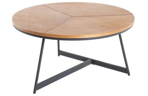 Moebel Living Dubový konferenční stolek Pagli 80 cm s kovovou podnoží Moebel Living