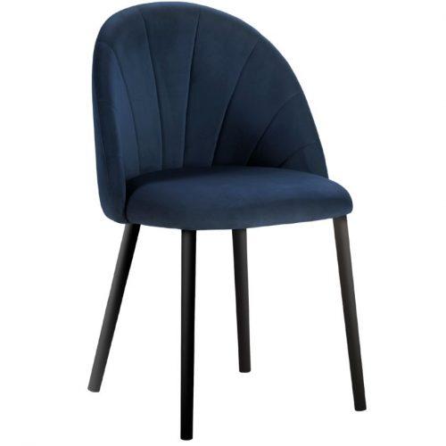 Tmavě modrá sametová jídelní židle MICADONI VENTURA MICADONI