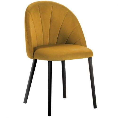 Hořčicově žlutá sametová jídelní židle MICADONI VENTURA MICADONI