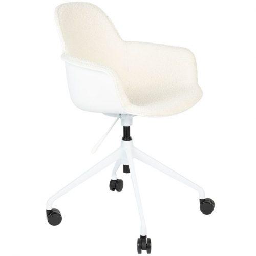 Bílá látková konferenční židle ZUIVER ALBERT KUIP s područkami Zuiver