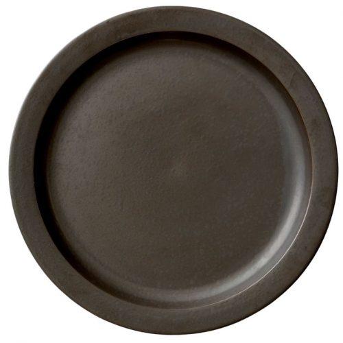 Tmavě hnědo šedý porcelánový talíř MENU NEW NORM 27