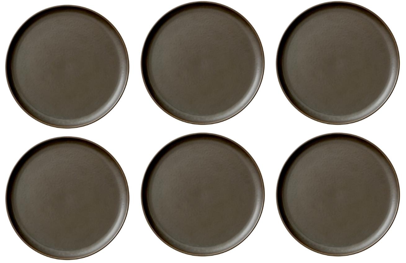 Set šesti tmavě hnědo šedých porcelánových talířů MENU NEW NORM 23 cm MENU