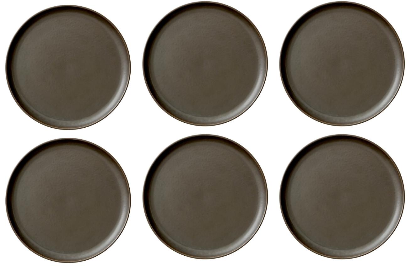 Set šesti tmavě hnědo šedých porcelánových talířů MENU NEW NORM 27 cm MENU