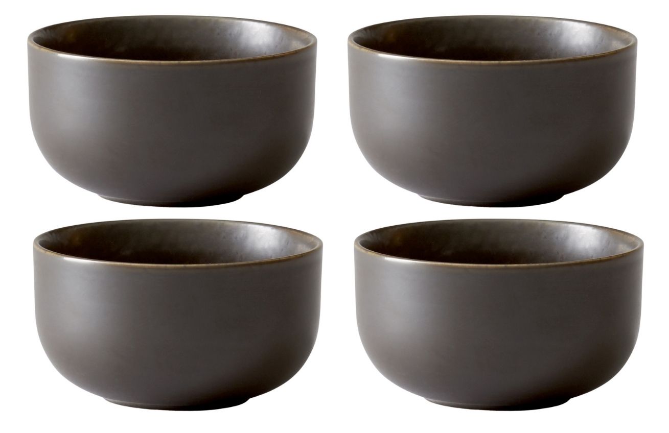 Set čtyř tmavě hnědo šedých porcelánových misek MENU NEW NORM 10 cm MENU