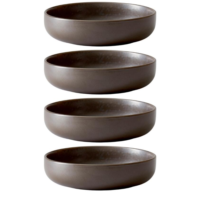 Set čtyř tmavě hnědo šedých porcelánových hlubokých talířů MENU NEW NORM 13