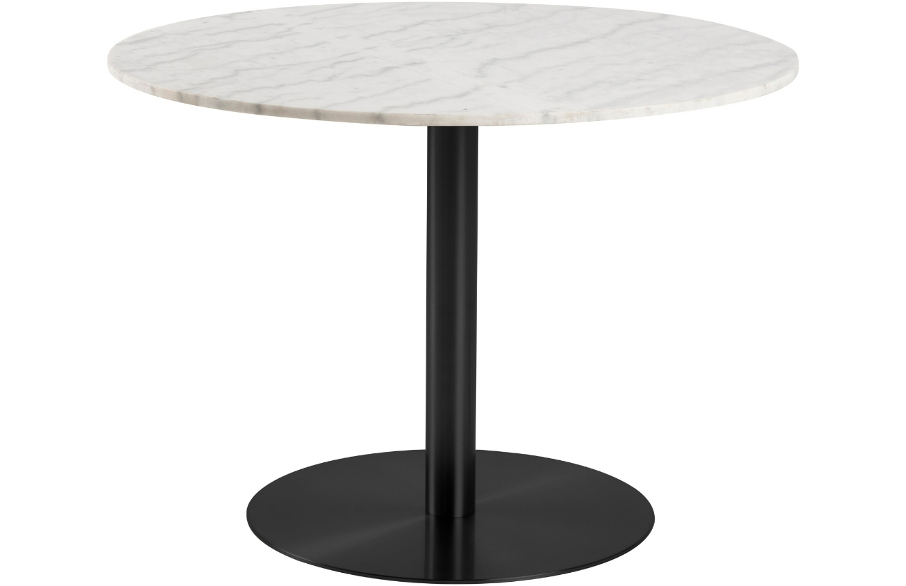 SCANDI Bílý mramorový jídelní stůl Aron 105 cm s černou podnoží SCANDI