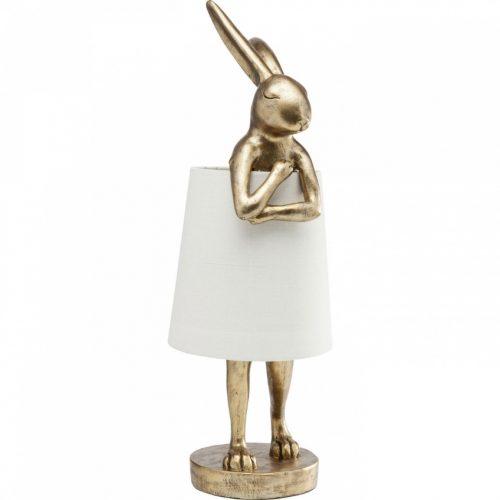 KARE DESIGN Zlatá kovová stolní lampa Animal Rabbit 68 cm s lněným stínidlem KARE DESIGN