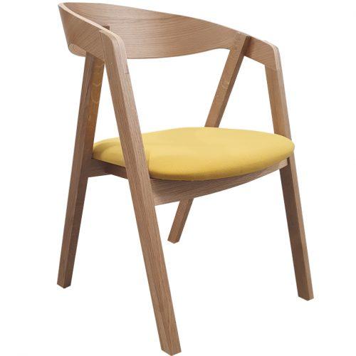 SitBe Přírodní dubové křeslo Henry se žlutým sedákem SitBe