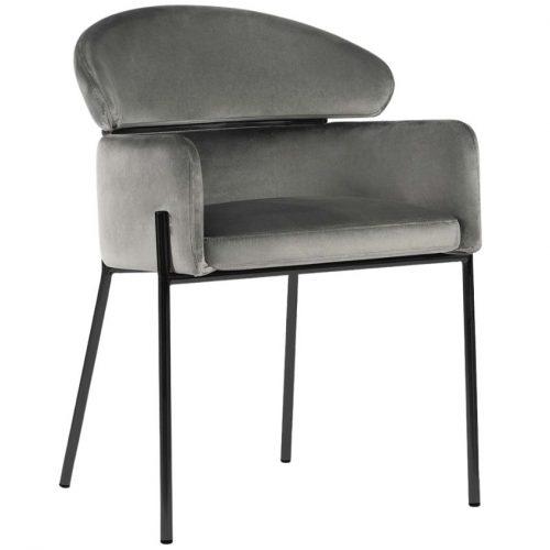 Concept design Šedá sametová jídelní židle Bruna Concept design