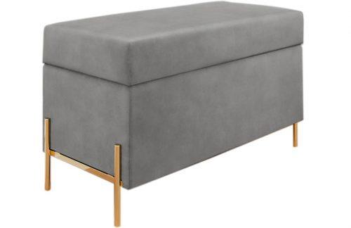 Šedá sametová lavice s úložným prostorem Skandica Borgo 80 cm Skandica