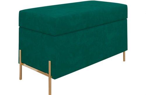 Zelená sametová lavice s úložným prostorem Skandica Borgo 80 cm Skandica