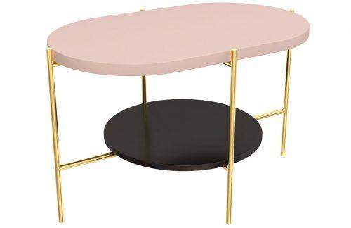 Růžový konferenční stolek Skandica Arena se zlatou podnoží 80 x 50 cm Skandica