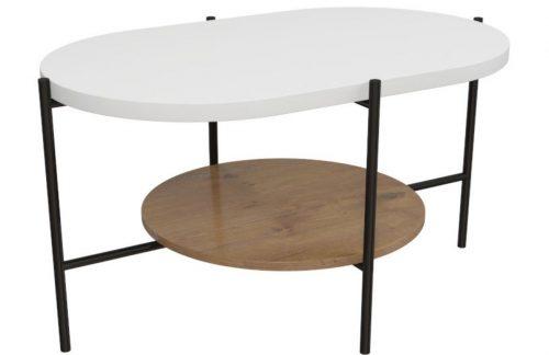Bílý konferenční stolek Skandica Arena s černou podnoží 80 x 50 cm Skandica