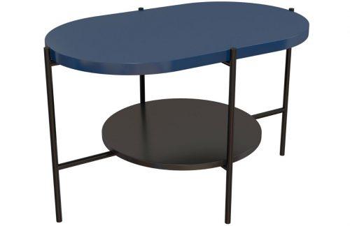 Modrý konferenční stolek Skandica Arena s černou podnoží 80 x 50 cm Skandica