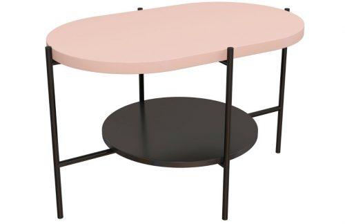 Růžový konferenční stolek Skandica Arena s černou podnoží 80 x 50 cm Skandica