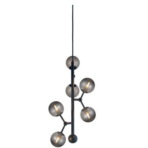 Kouřově šedé skleněné závěsné světlo Halo Design Atom 31 cm Halo Design