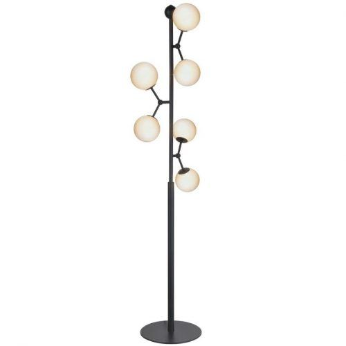 Opálově bílá skleněná stojací lampa Halo Design Atom 155 cm Halo Design