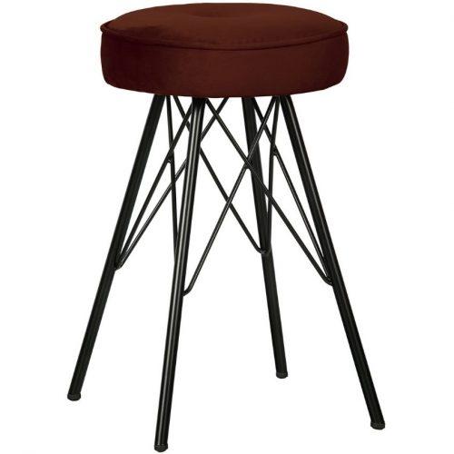 Hoorns Cihlově červená sametová barová stolička Isabel 53 cm Hoorns