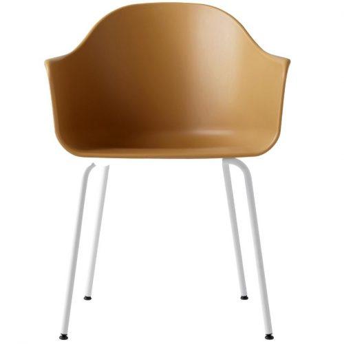 Hnědo oranžová plastová jídelní židle MENU HARBOUR s bílou podnoží MENU