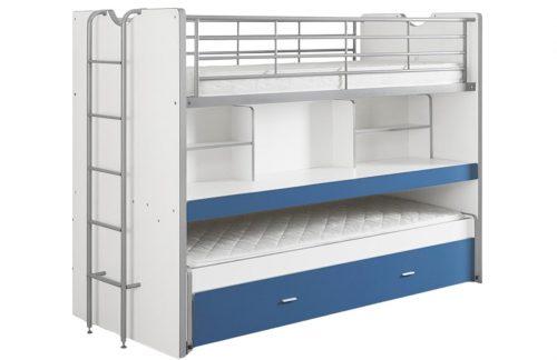 Modro bílá patrová postel se stolkem Vipack Bonny 200 x 90 cm Vipack